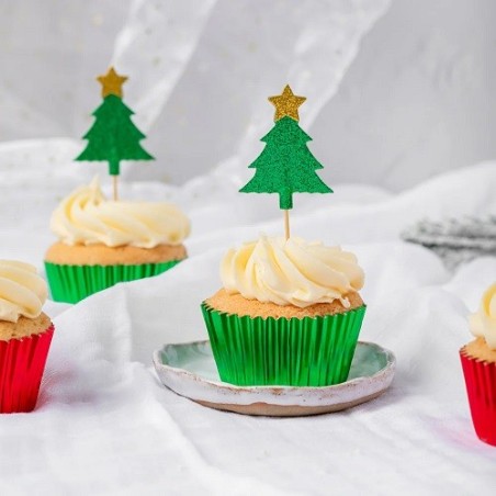 Glitzernde Weihnachtsbaum Cupcake Topper Perfekt für festliche Dessert