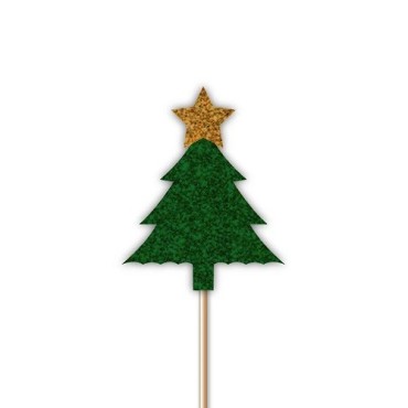 Glitter Christmas Tree Cupcake Toppers Green – Perfect for Festive Cupcakes