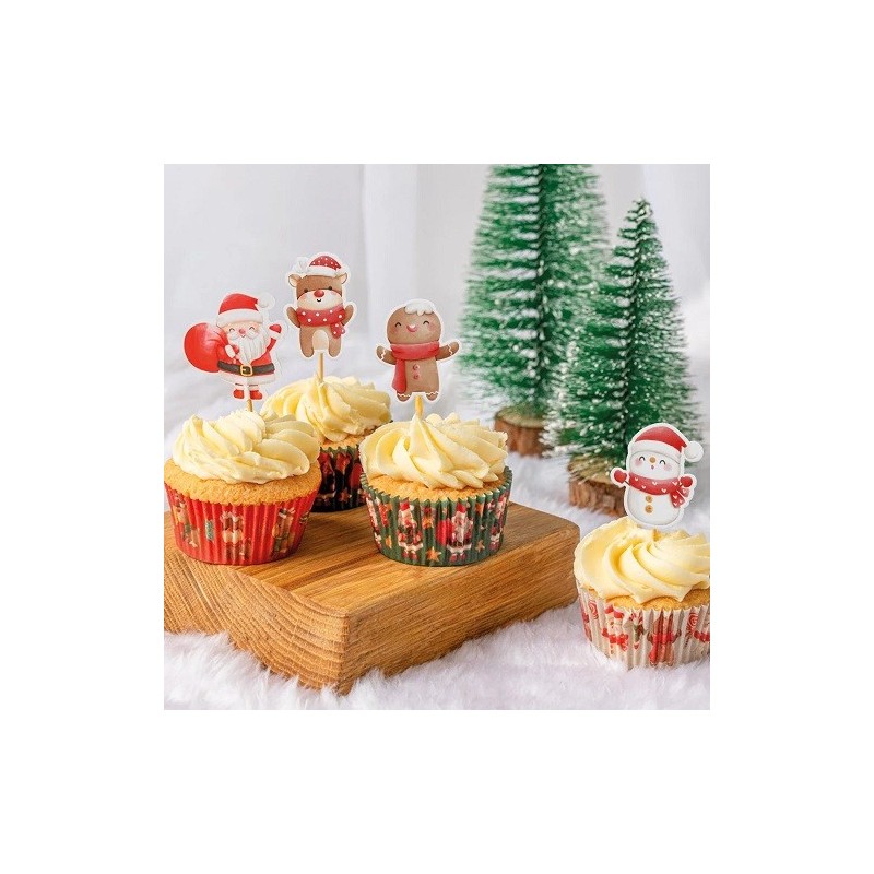 Anniversary House Santa & Friends Cupcake Topper, 12 pcs