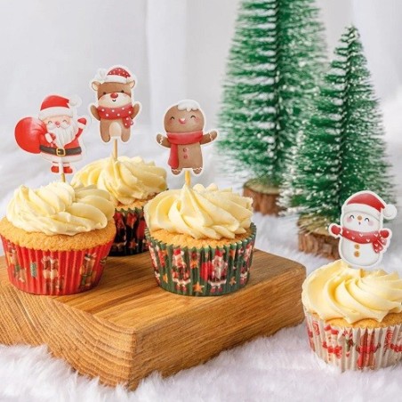 Santa and Friends Cupcake Toppers –  Festive Christmas Decorations