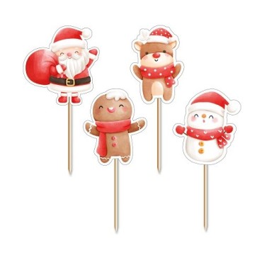 Santa and Friends Cupcake Toppers –  Festive Christmas Decorations