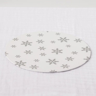 Snowflake Printed Cake Board Round 25 cm – Festive Cake Display Board