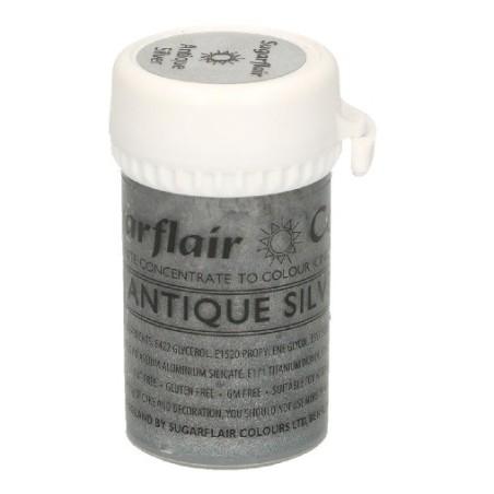 Sugarflair Lebensmittelfarbe Paste Satin Antique Silver, 25g