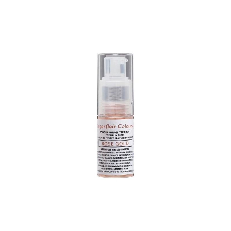 Sugarflair Rose Gold Powder Puff Glitter Dust Spray, 10g