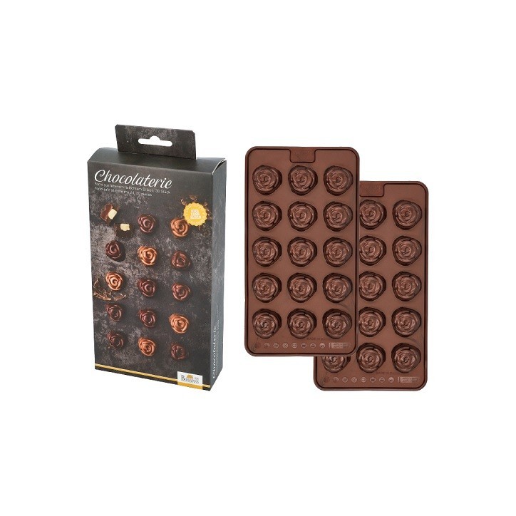 Pralinenform Rose 2-tlg. Silikonform für 30 Rosenpralinen - BPA-frei Pralinenform Rose 2-tlg. Silikonform für 30 Rosenpralinen - BPA-frei