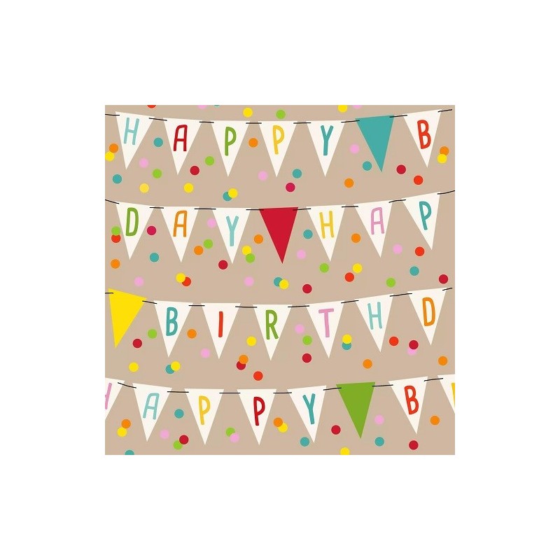 A la Carte Napkins Partytime Bunting natur, 20 pcs