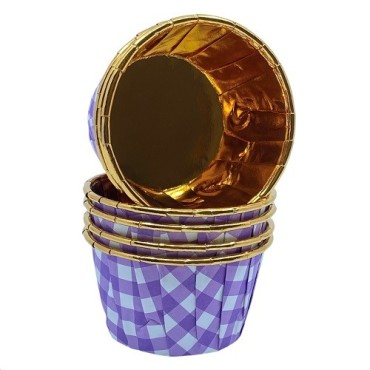 Bakeria Gingham Patterned Purple Cupcake Liners, 12 pcs