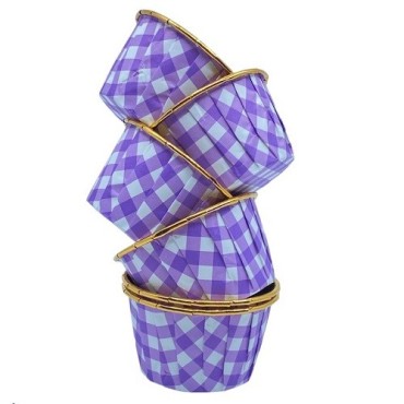 Bakeria Gingham Patterned Purple Cupcake Liners, 12 pcs