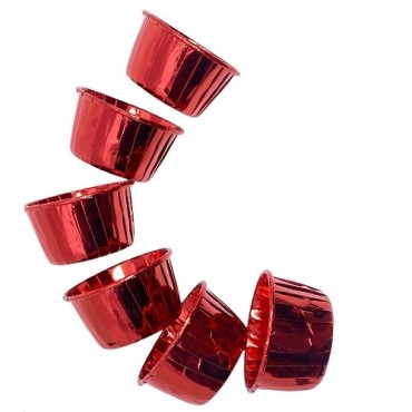 Metallic Red Baking Cups – Oven and Freezer-Safe for Festive Desserts