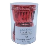 Bakeria Metallic Red Cupcake Baking Cups, 12 pcs