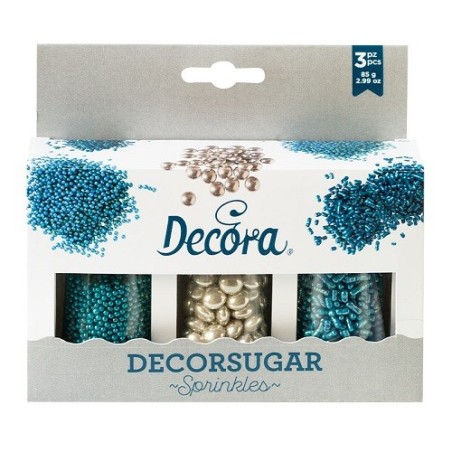 Decora Blue/Silver Sugar Sprinkles Mix – Perfect Decor for Cakes & Cupcakes