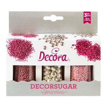 Decora Pink/Silver Sugar Decor Set – Perfect Decoration for Cupcakes