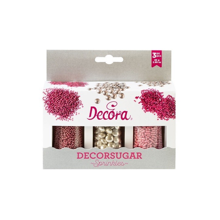 Decora Pink/Silver Sugar Decor Set – Perfect Decoration for Cupcakes Decora Pink/Silver Sugar Decor Set – Perfect Decoration for Cupcakes