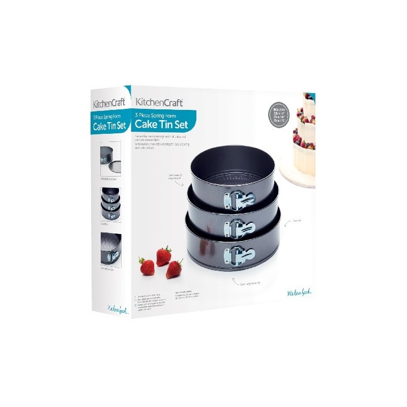 KitchenCraft Antihaft Springformen Set, 3 Stück