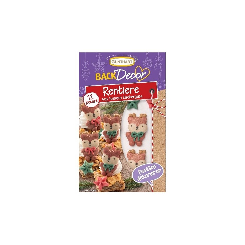 Günthart Reindeer Sugar Decorations, 12 pcs