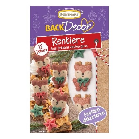 Günthart Reindeer Sugar Decorations, 12 pcs