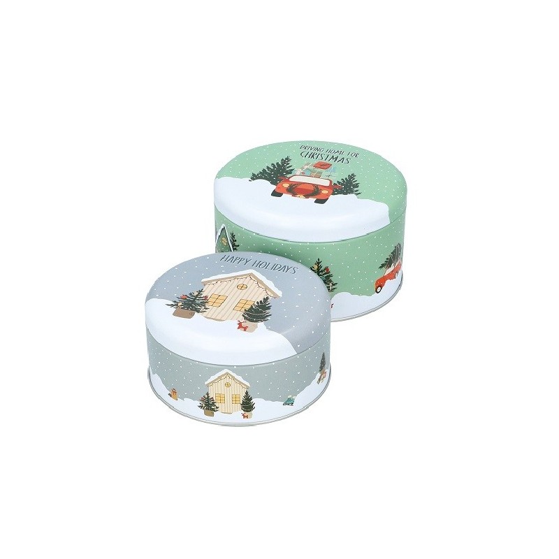 Birkmann Cookie Tin Set "Happy Holidays", 2 pcs