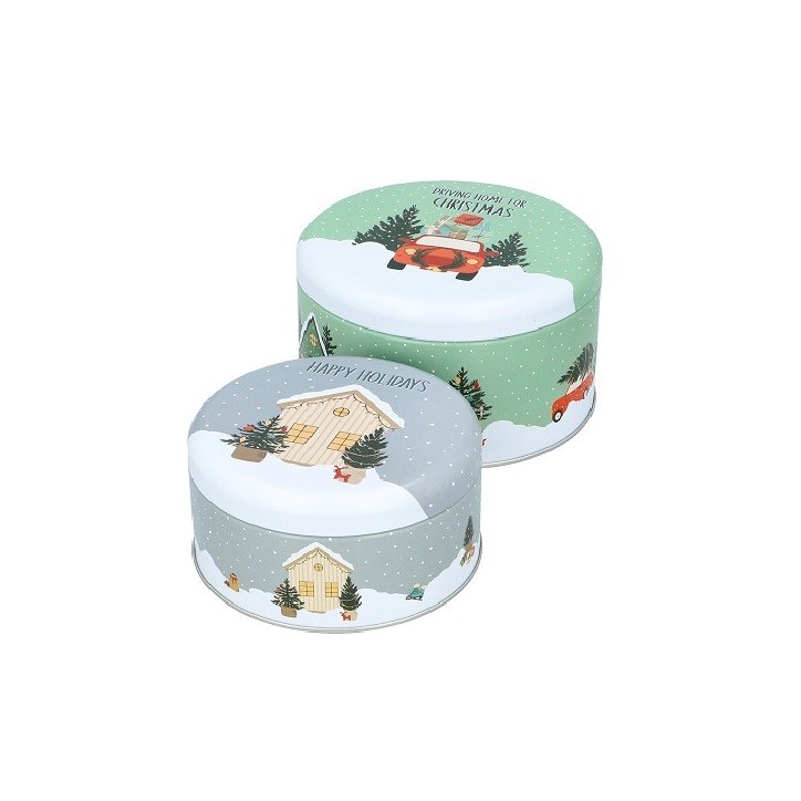 Birkmann Cookie Tin Set "Happy Holidays", 2 pcs