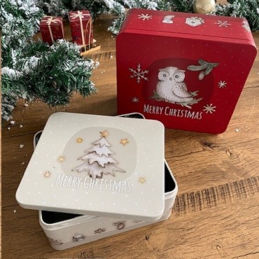 Merry Christmas Cookie Tin Set – 2 Pieces 🎄 | Festive Cookie Storage