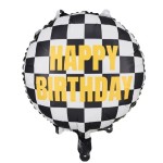 Partydeco Folienballon Zielflagge mit Happy Birthday, 45cm Partydeco Folienballon Zielflagge mit Happy Birthday, 45cm