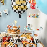 Partydeco Folienballon Zielflagge mit Happy Birthday, 45cm Partydeco Folienballon Zielflagge mit Happy Birthday, 45cm