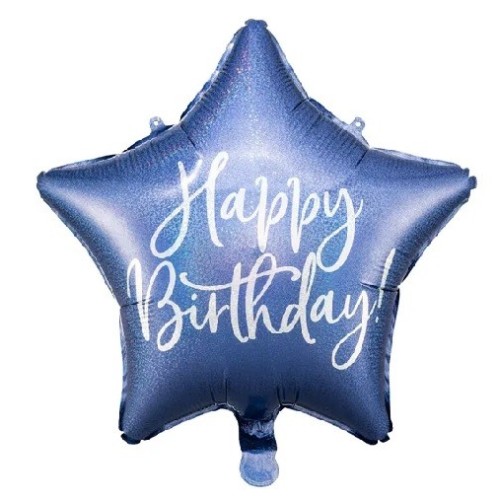 PartyDeco Happy Birthday Navy Blau Folienballon, 40cm PartyDeco Happy Birthday Navy Blau Folienballon, 40cm