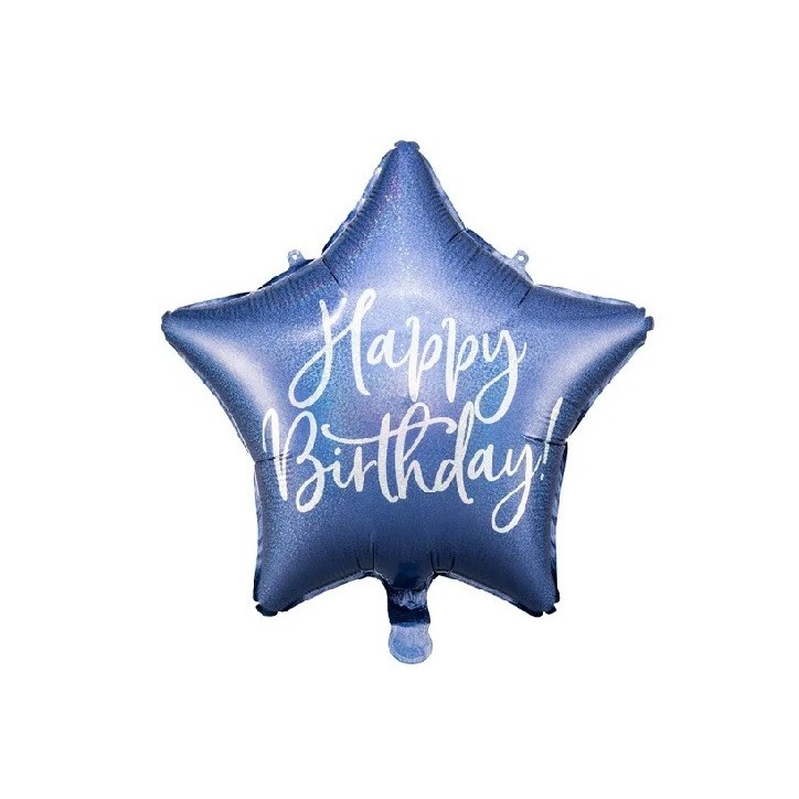 PartyDeco Happy Birthday Navy Blau Folienballon, 40cm PartyDeco Happy Birthday Navy Blau Folienballon, 40cm