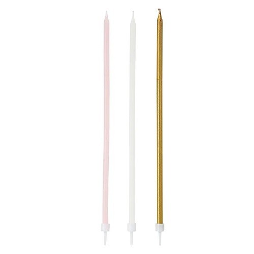 Talking Tables Long Gold-Pink-White Birthday Candles, 16 Pcs Talking Tables Long Gold-Pink-White Birthday Candles, 16 Pcs