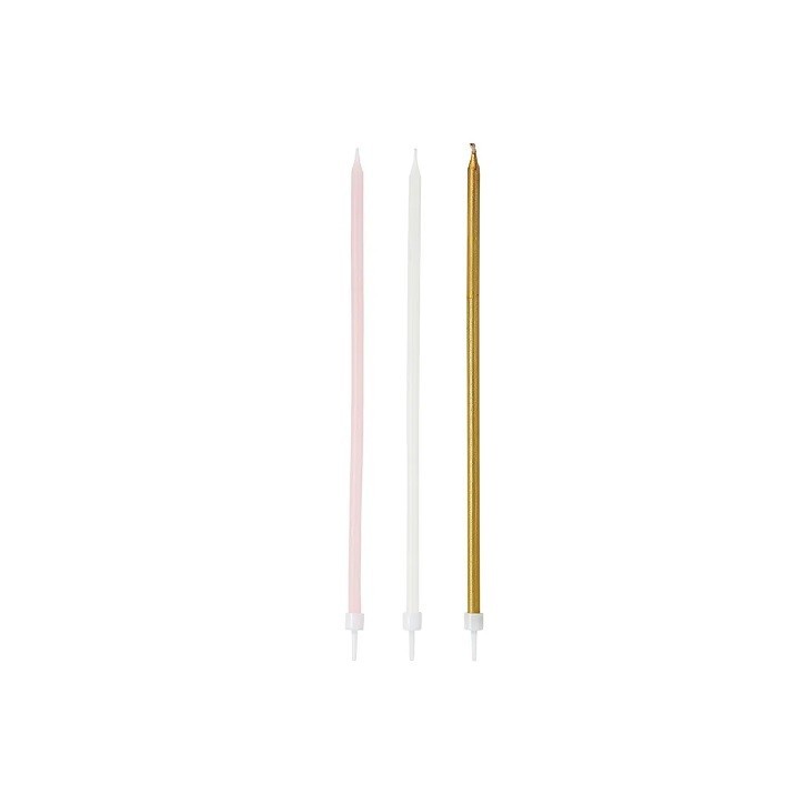 Talking Tables Pink, White & Gold Birthday Candles – 18cm, Set of 16 Talking Tables Pink, White & Gold Birthday Candles – 18cm, Set of 16