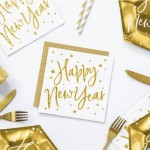 PartyDeco White Napkins Happy New Year, 20 pcs