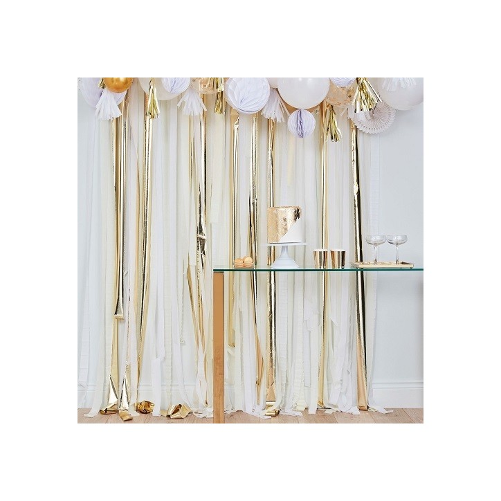 Ginger Ray Gold & White Streamer Backdrop – Elegant Party Decoration