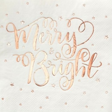 Ginger Ray Merry & Bright Rose Gold Napkins – 20 Pieces