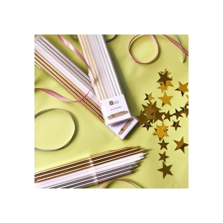 Talking Tables Long Metallic Candles Gold-Silver-White Talking Tables Long Metallic Candles Gold-Silver-White