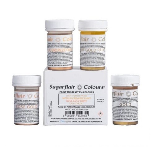 Sugarflair Colours Mixed Metallic Paint Set 4x20g Sugarflair Colours Mixed Metallic Paint Set 4x20g