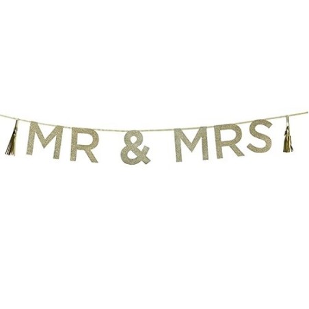 Talking Tables Mr & Mrs Gold Glitter Letter Banner – Wedding Decor