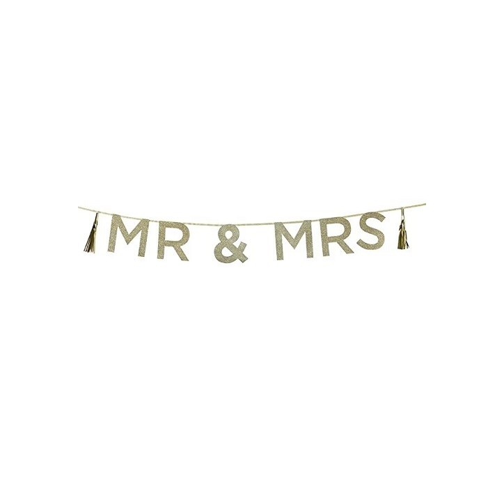 Talking Tables Mr & Mrs Gold Glitter Letter Banner – Wedding Decor