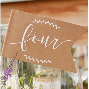 Ginger Ray Kraft Table Number Flags 1-12 on Wooden Sticks