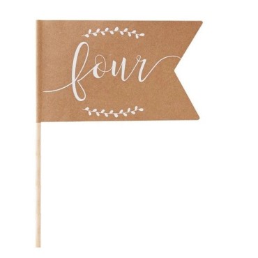 Ginger Ray Kraft Table Number Flags 1-12 on Wooden Sticks