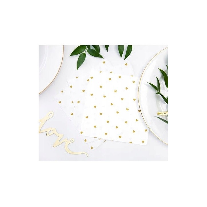 PartyDeco Napkins Gold Hearts, 20 pcs PartyDeco Napkins Gold Hearts, 20 pcs