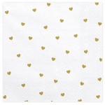 PartyDeco Napkins Gold Hearts, 20 pcs PartyDeco Napkins Gold Hearts, 20 pcs