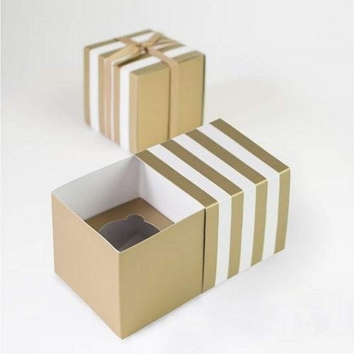Paper Eskimo Single Cupcake Box Gold Crush Stripe, 6pcs Paper Eskimo Single Cupcake Box Gold Crush Stripe, 6pcs