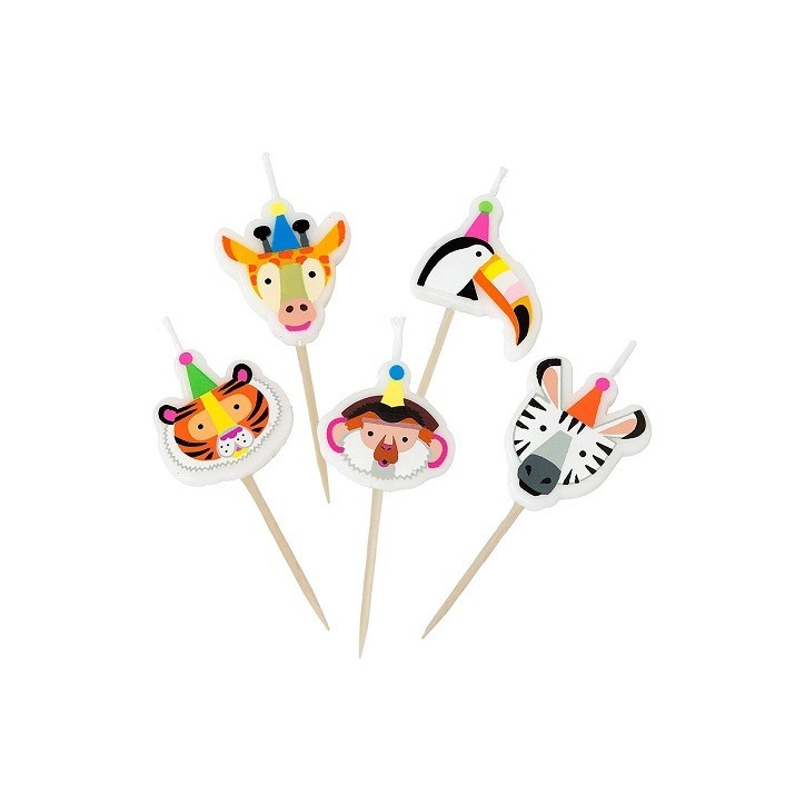 Talking Tables Party Animals Birthday Candles – 5 Fun Designs