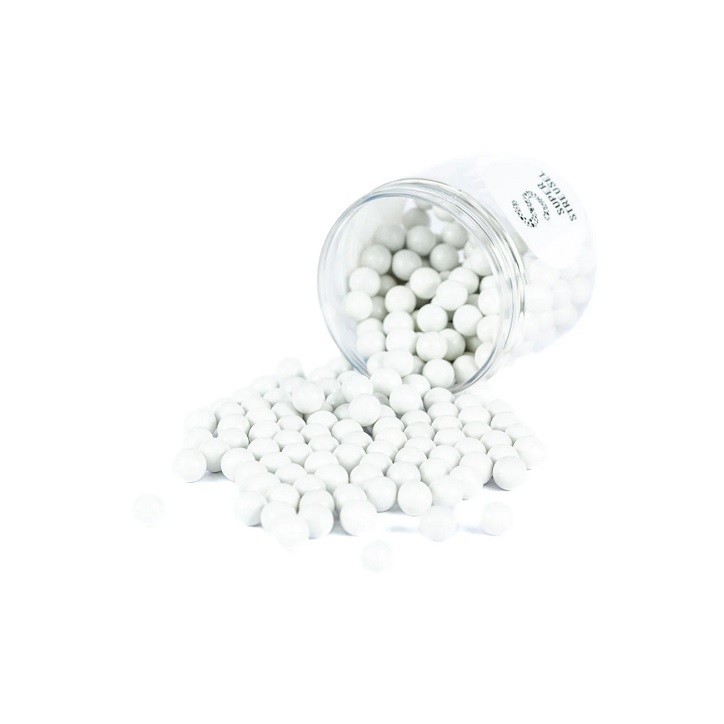 Super Streusel 10mm Chocolate Balls White Cake Decor, 180g Super Streusel 10mm Chocolate Balls White Cake Decor, 180g