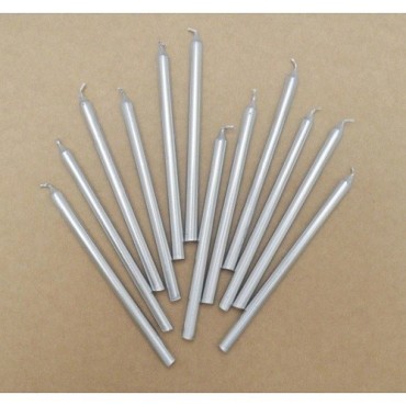 ScrapCooking Birthday Candles in Silver, 12 pcs