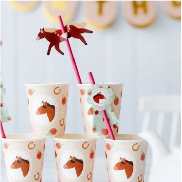 PartyDeco Horse Paper Straws, 6 pcs