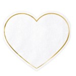 PartyDeco Napkins Heart with Gold Border, 20 pcs