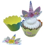 Unicorn Cupcake Wrapper & Topper Set, 12 Stück Unicorn Cupcake Wrapper & Topper Set, 12 Stück