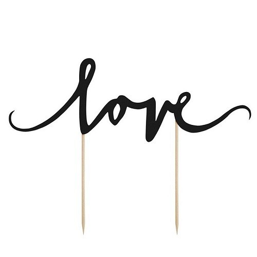 PartyDeco Love Cake Topper - Black, 7x23cm PartyDeco Love Cake Topper - Black, 7x23cm
