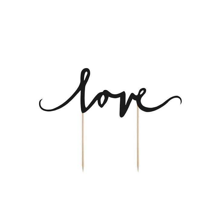 PartyDeco 'Love' Cake Topper Black – Elegant Cake Décor PartyDeco 'Love' Cake Topper Black – Elegant Cake Décor