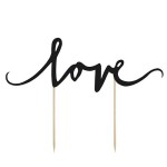 PartyDeco Love Cake Topper - Black, 7x23cm PartyDeco Love Cake Topper - Black, 7x23cm